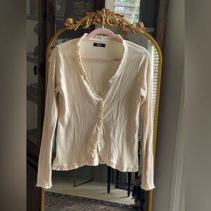 NWT MICHAEL LAUREN on Revolve Roberto Long Sleeve Ruffle Cardigan in Ivory
